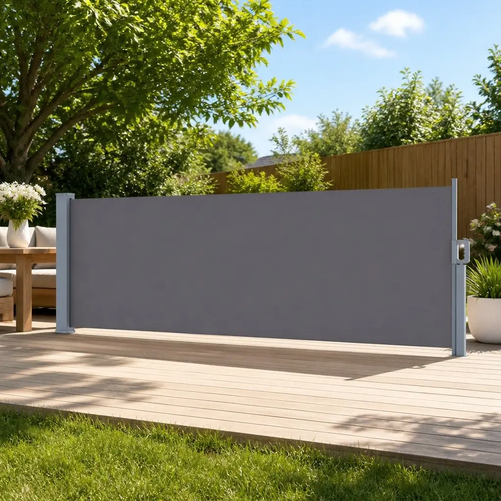 Grey Retractable Side Awning 1M x 3M