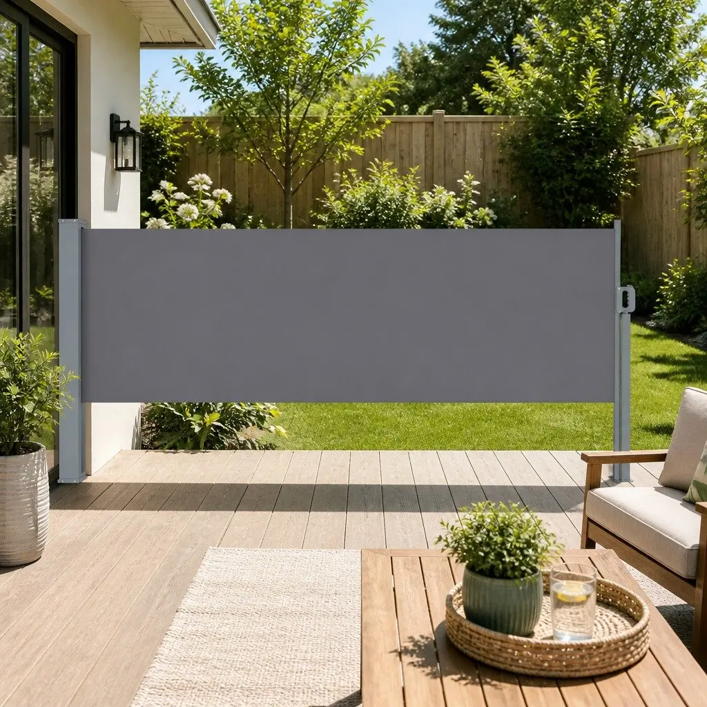 Retractable Side Awning UV Tear Resistant Polyester Fabric 1M x 3M Grey