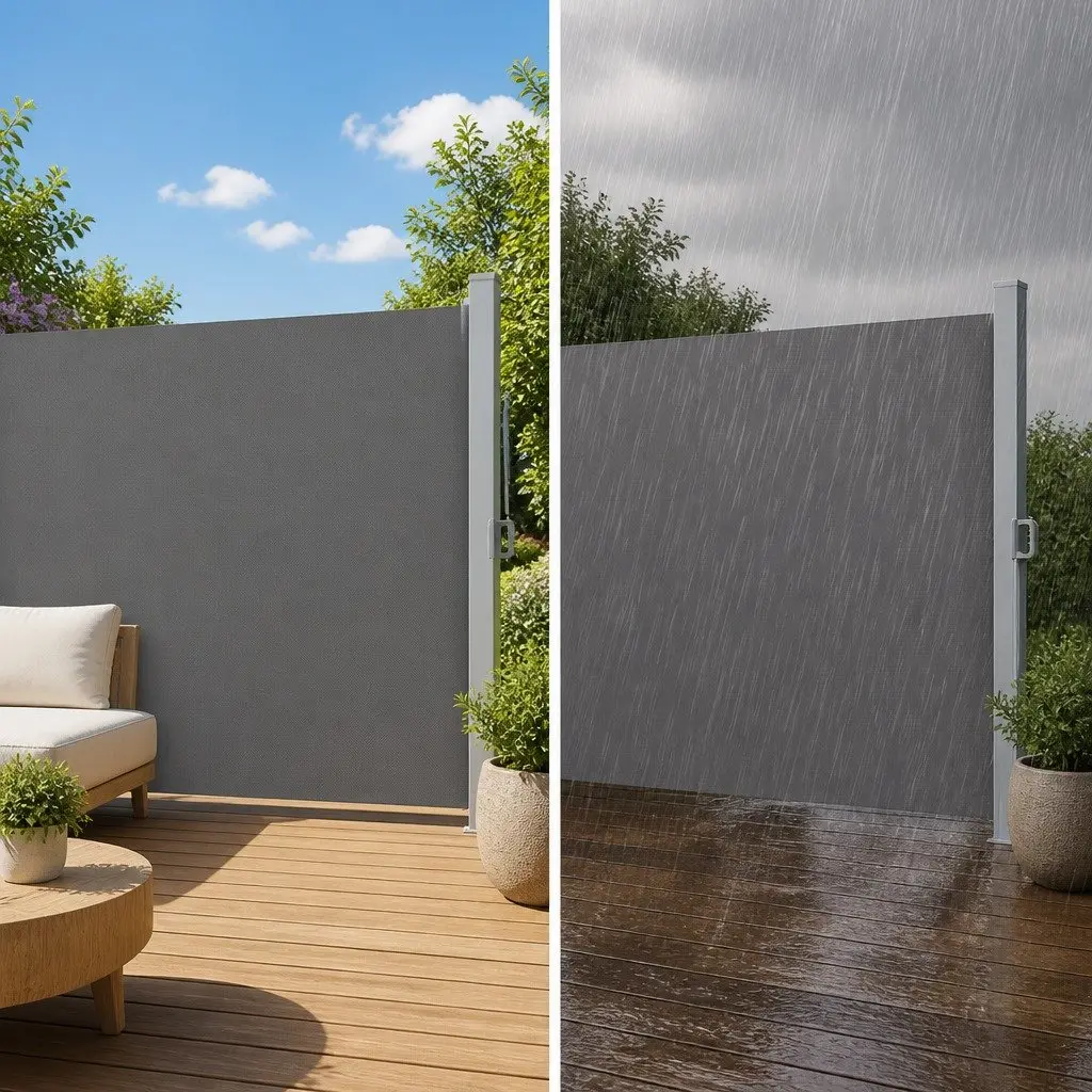 Retractable Side Awning Sun Shade Outdoor Privacy Screen Grey Steel Frame 1.8x3M