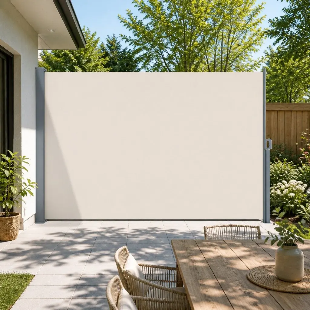 Retractable Side Awning UV and Tear-Resistant Cream 2m x 3m Outdoor Screen