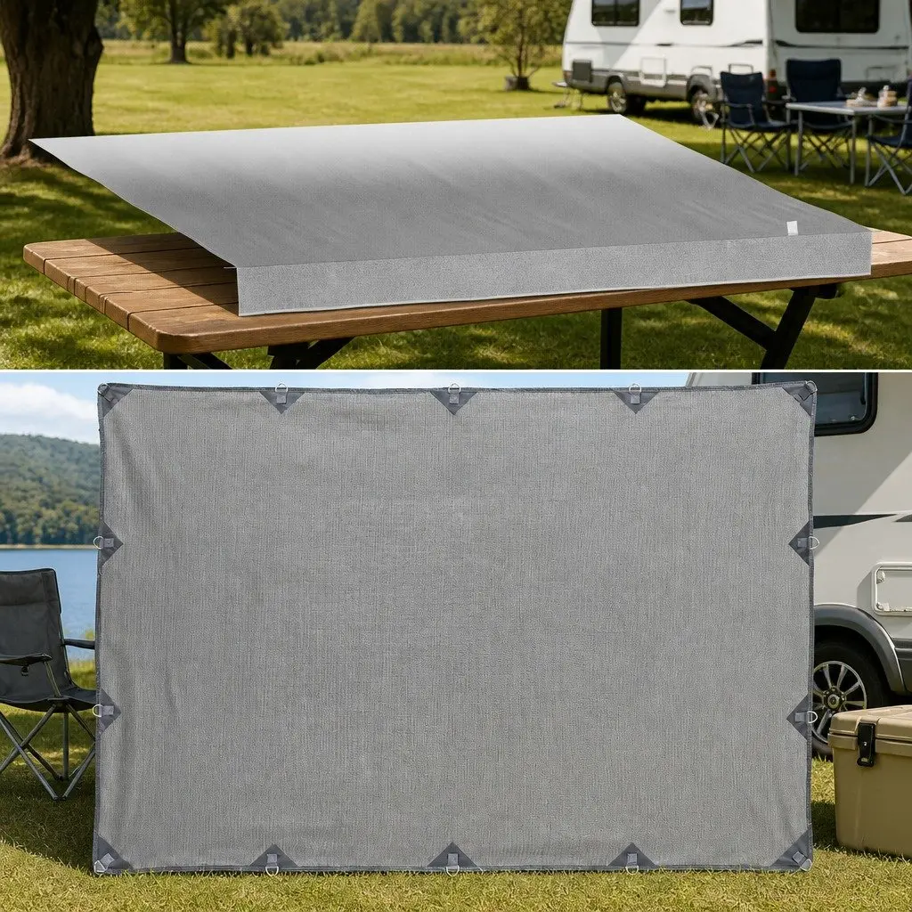 18ft Caravan RV Awning Fabric Privacy Screen Roll Out Sun Shade Grey 5.2M