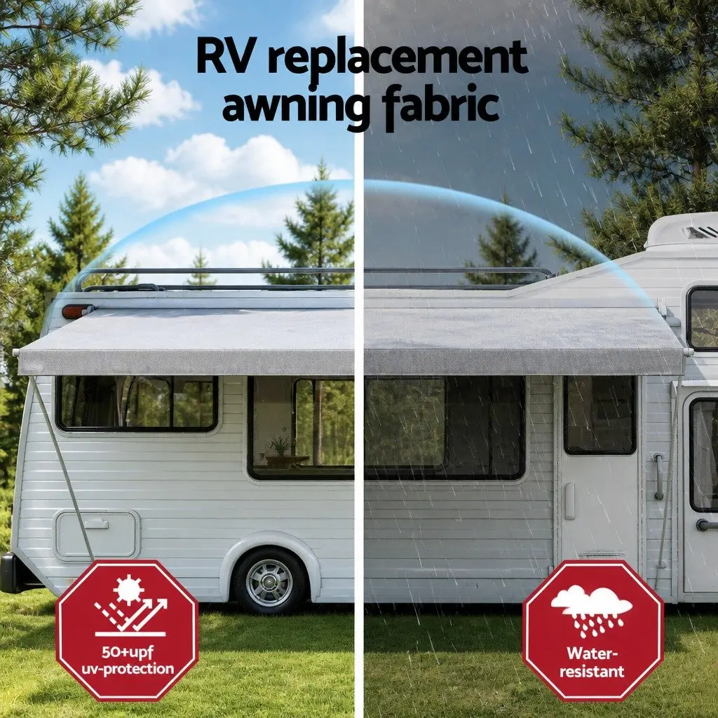 18ft Caravan RV Awning Fabric Privacy Screen Roll Out Sun Shade Grey 5.2M
