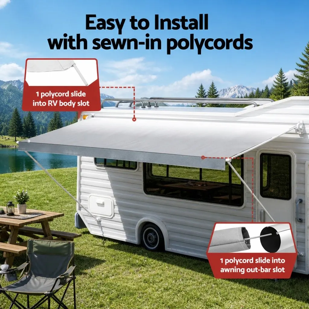 18ft Caravan RV Awning Fabric Privacy Screen Roll Out Sun Shade Grey 5.2M
