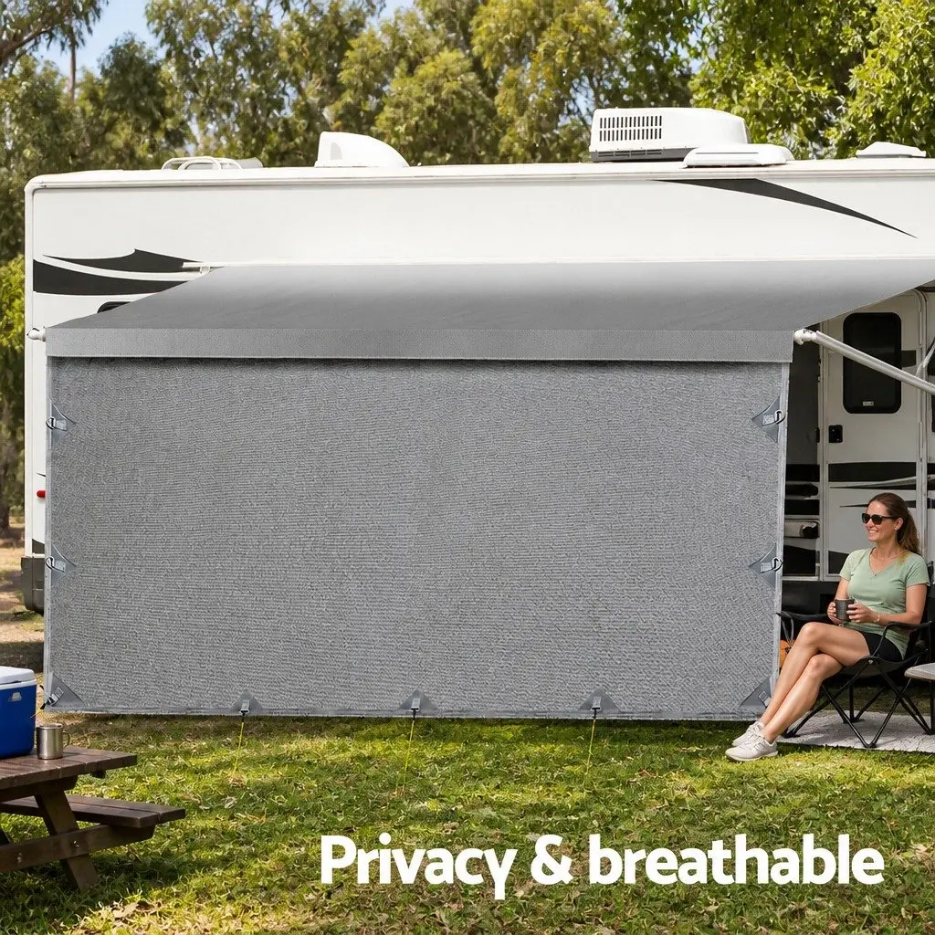 18ft Caravan RV Awning Fabric Privacy Screen Roll Out Sun Shade Grey 5.2M