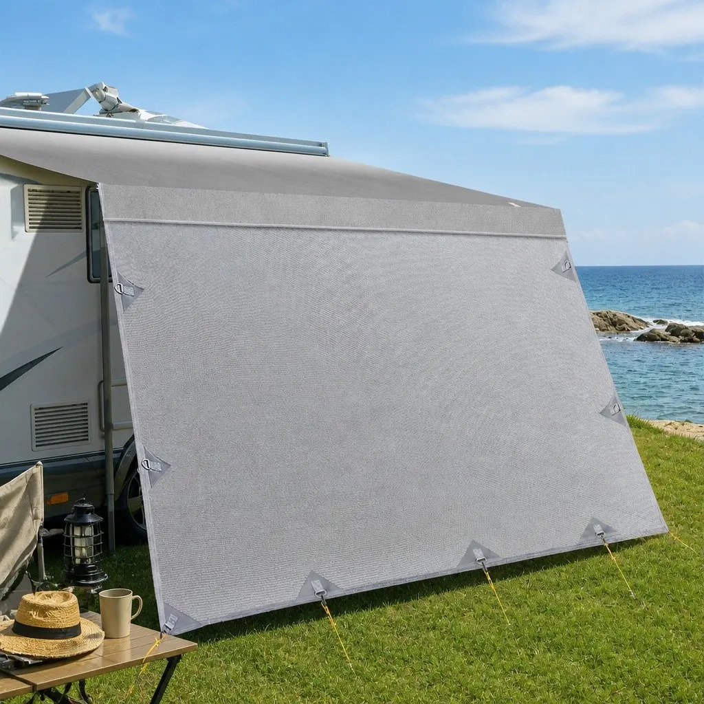 18ft Caravan RV Awning Fabric Privacy Screen Roll Out Sun Shade Grey 5.2M