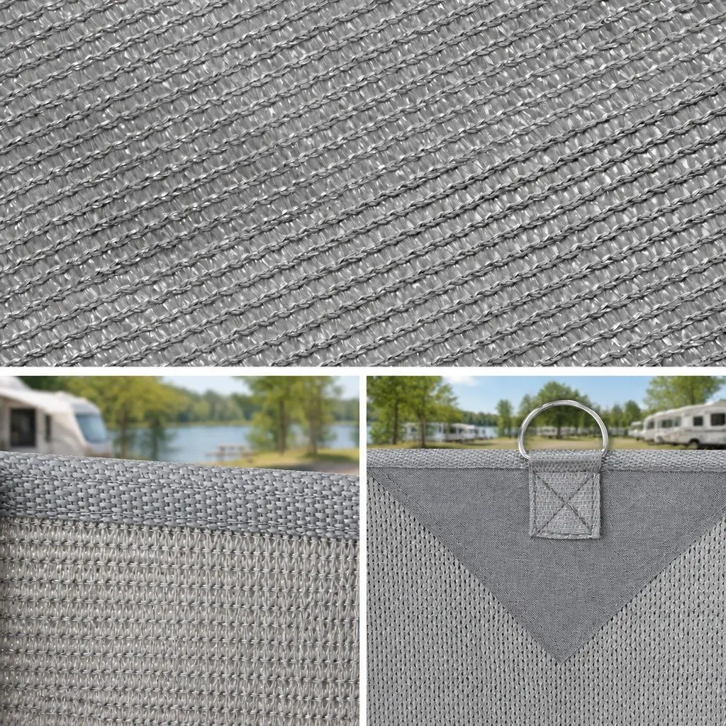 Caravan Privacy Screen UV Protected 4.6x1.95M Roll Out Awning End Wall Side Sun Shade Grey
