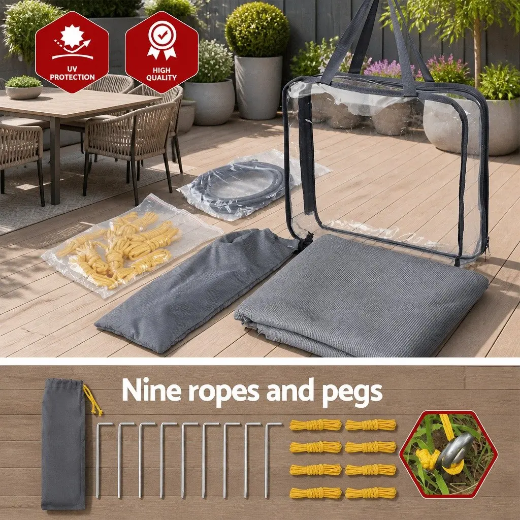 Caravan Privacy Screen End Wall Shade UV Protected 4.9 x 1.95M Grey