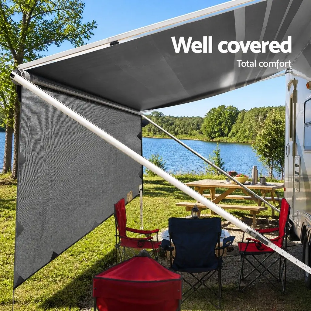Caravan Privacy Screen Roll Out Awning UV Protected 5.2x1.95M Grey