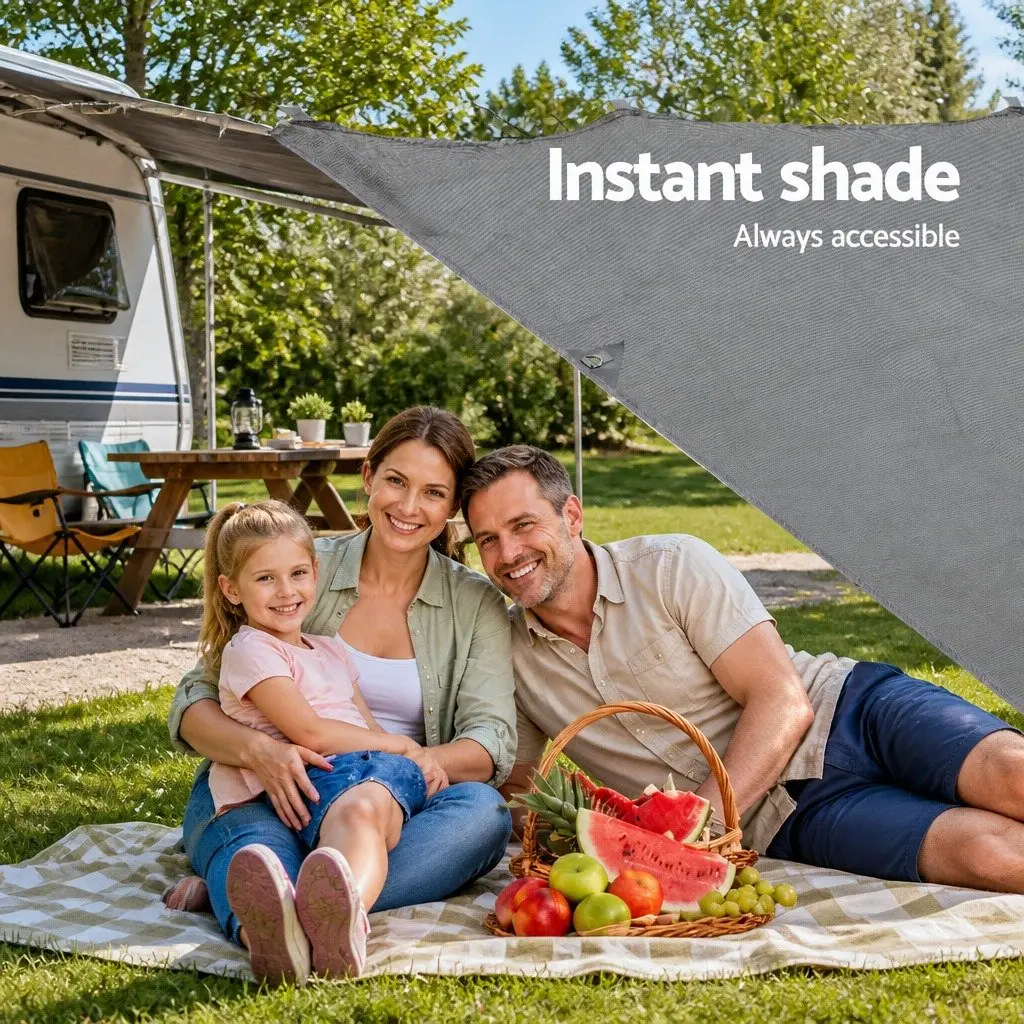 Caravan Privacy Screen Roll Out Awning UV Protected 5.2x1.95M Grey