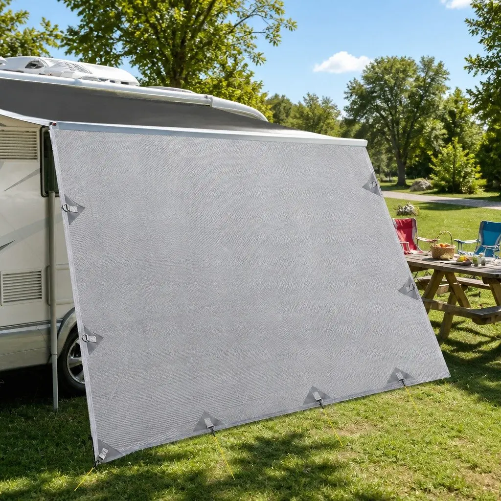 Caravan Privacy Screen Roll Out Awning UV Protected 5.2x1.95M Grey