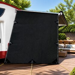 Caravan End Screen Roll Out Awning Privacy Sun Shade 1.95x2.2M Side Wall Black