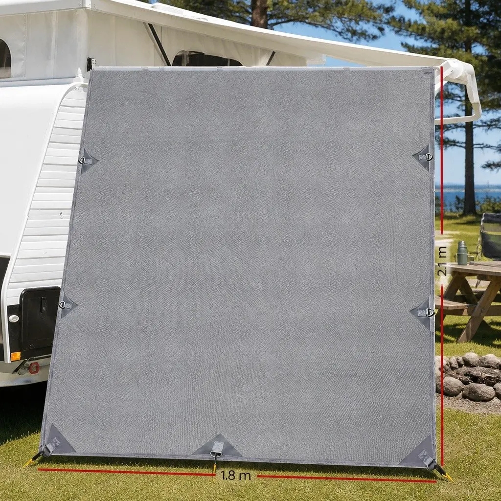 Caravan End Screen Roll Out Awning Privacy Shade 2.1x1.8M Grey
