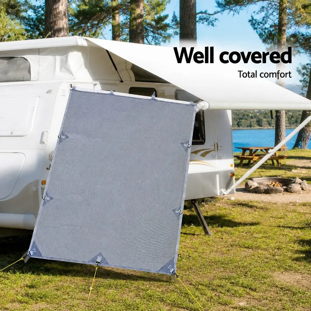 Caravan End Screen Roll Out Awning Privacy Shade 2.1x1.8M Grey