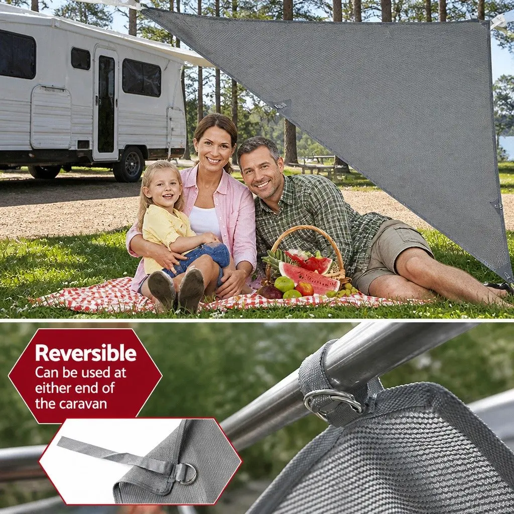 Caravan End Screen Roll Out Awning Privacy Shade 2.1x1.8M Grey