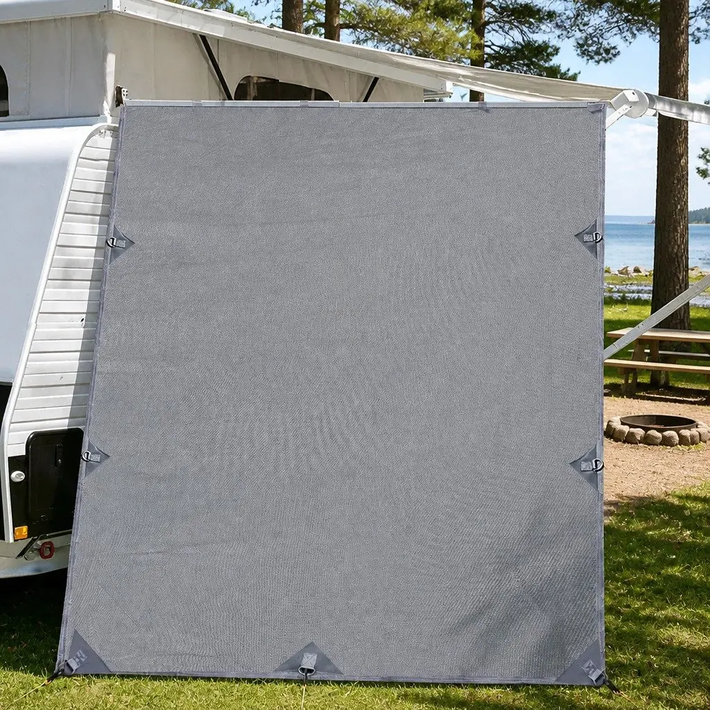 Caravan End Screen Roll Out Awning Privacy Shade 2.1x1.8M Grey