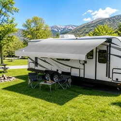 12ft Caravan Awning RV Replacement Fabric 3.40M x 2.42M Grey Outdoor Shelter