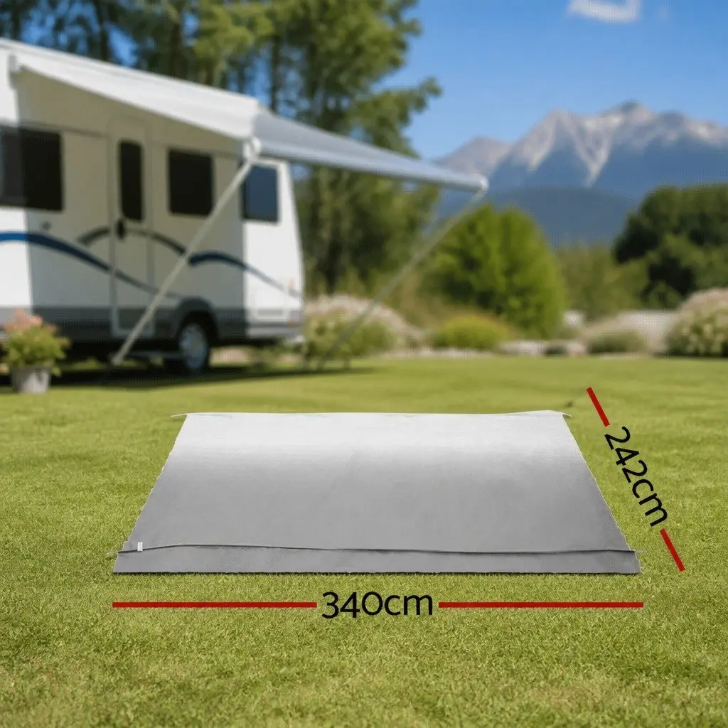Caravan Awning Replacement Fabric UV Protection 12ft 3.40M x 2.42M Grey Outdoor Shelter