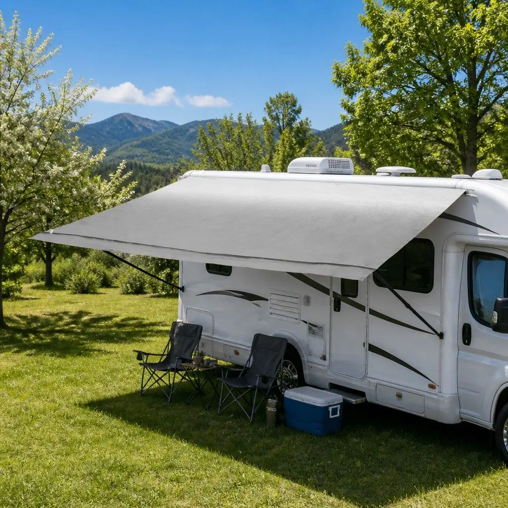 Caravan Awning Replacement Fabric UV Protection 12ft 3.40M x 2.42M Grey Outdoor Shelter
