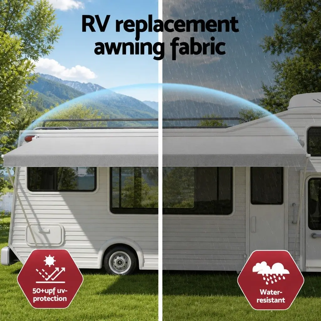 Caravan Awning Replacement Fabric UV Protection 12ft 3.40M x 2.42M Grey Outdoor Shelter