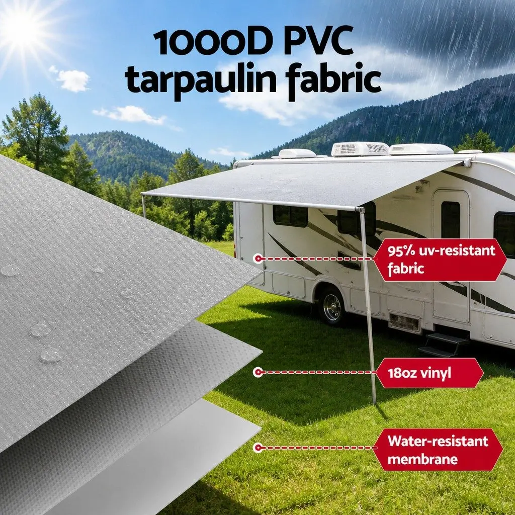 Caravan Awning Replacement Fabric UV Protection 12ft 3.40M x 2.42M Grey Outdoor Shelter