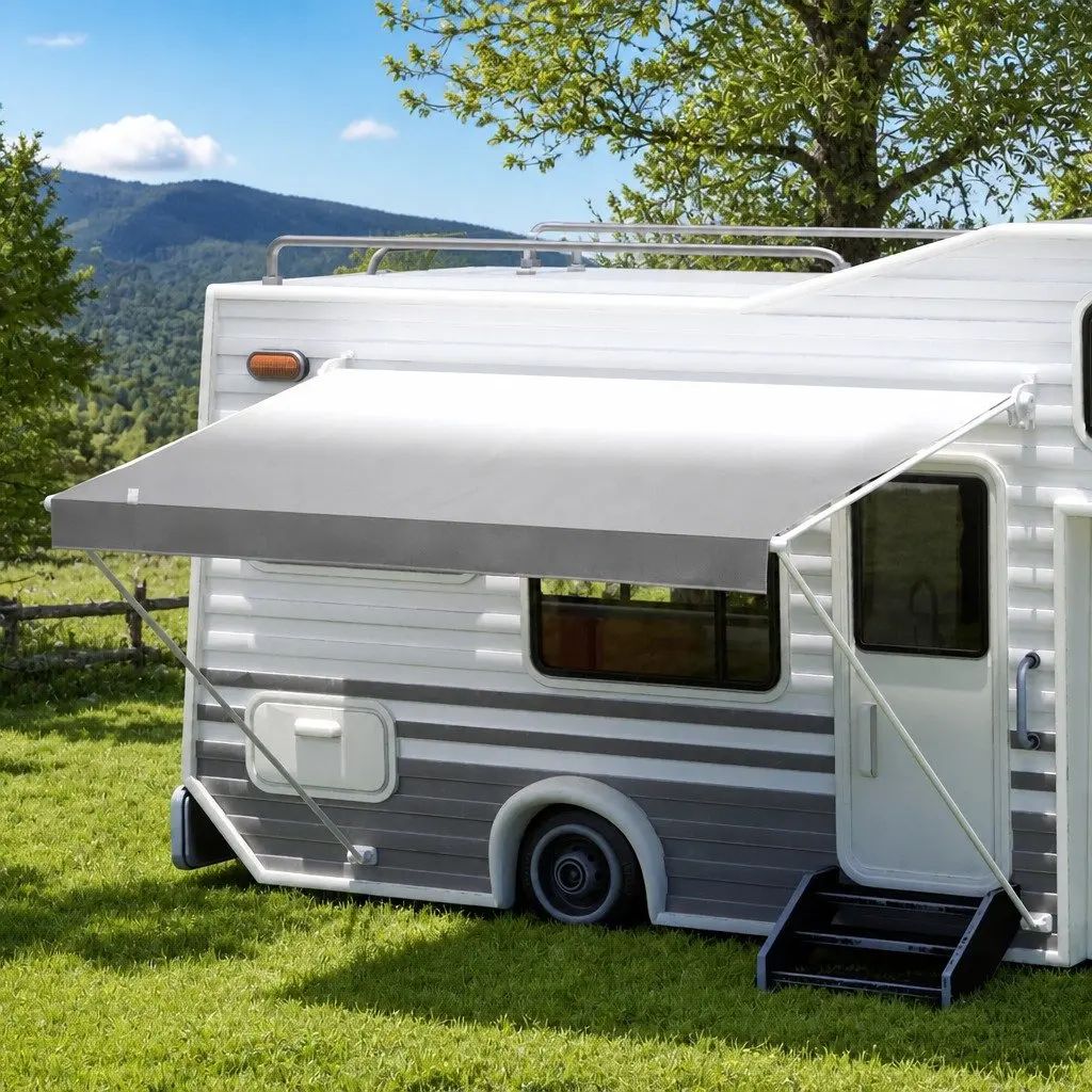 Caravan Awning Replacement Fabric UV Protection 12ft 3.40M x 2.42M Grey Outdoor Shelter