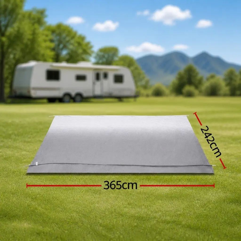 Caravan Awning Replacement Fabric Grey 3.65M x 2.42M Roll Out RV Shelter