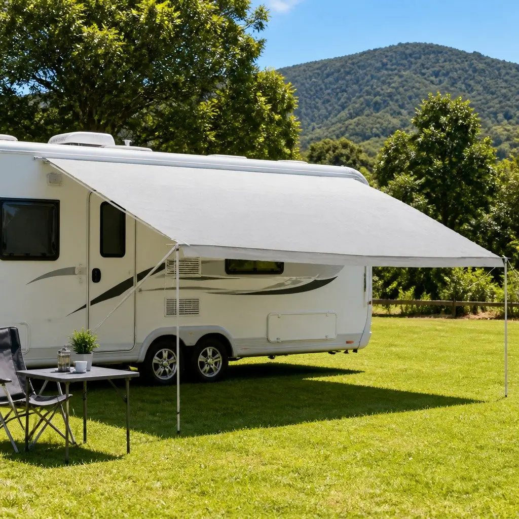 Caravan Awning Replacement Fabric Grey 3.65M x 2.42M Roll Out RV Shelter