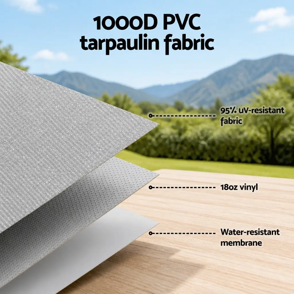 Caravan Awning Replacement Fabric Grey 3.65M x 2.42M Roll Out RV Shelter