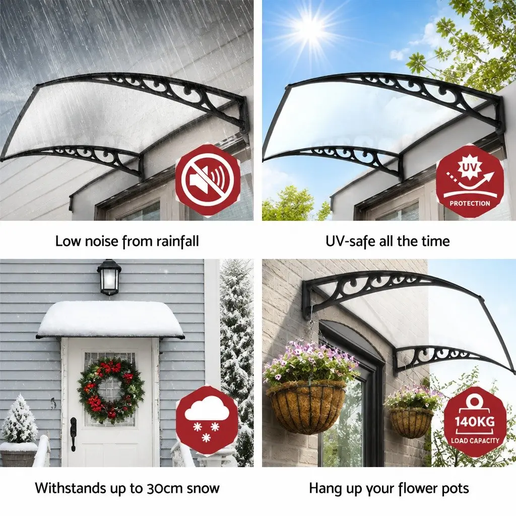 Window Door Awning Transparent PC Panel 1m x 1.2m Outdoor Sun Rain Protection