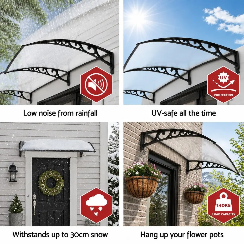 Window Door Awning PC Panel Outdoor Canopy Shade Cover 1m x 1.5m