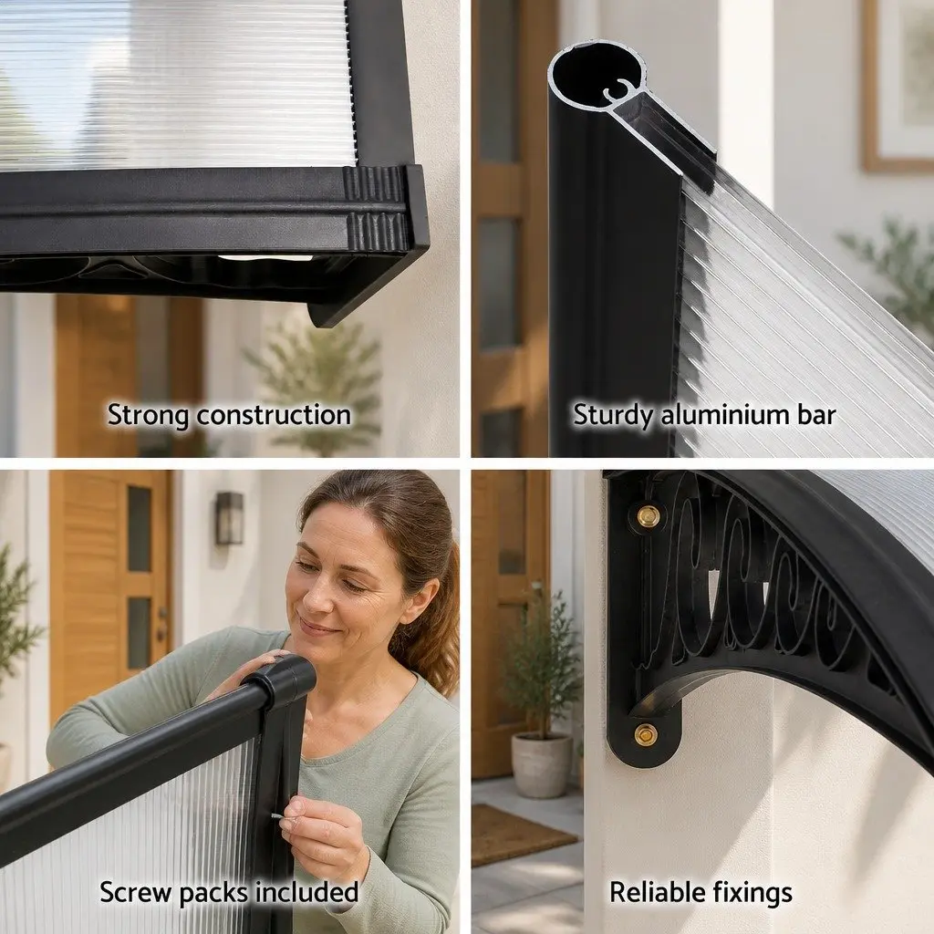 Window Door Awning PC Panel Outdoor Canopy Shade Cover 1m x 1.5m