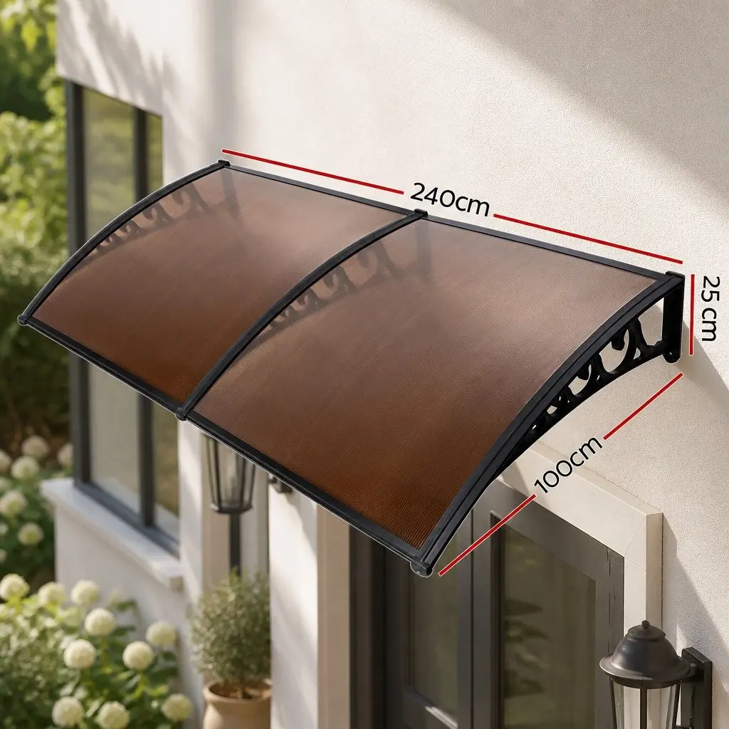 Window Door Awning 1m x 2.4m Hollow Sheet Canopy Shade Cover Modern Design