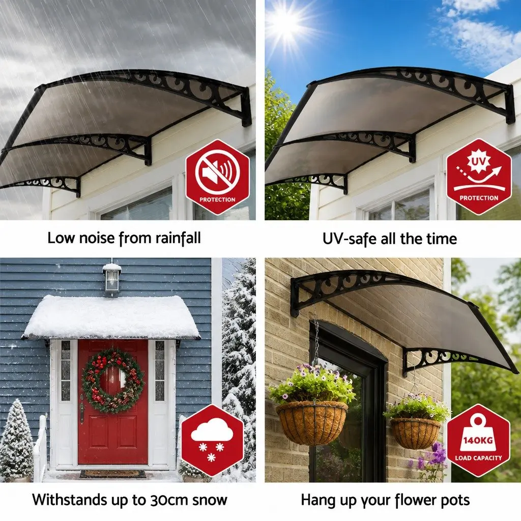 Window Door Awning 1m x 2.4m Hollow Sheet Canopy Shade Cover Modern Design