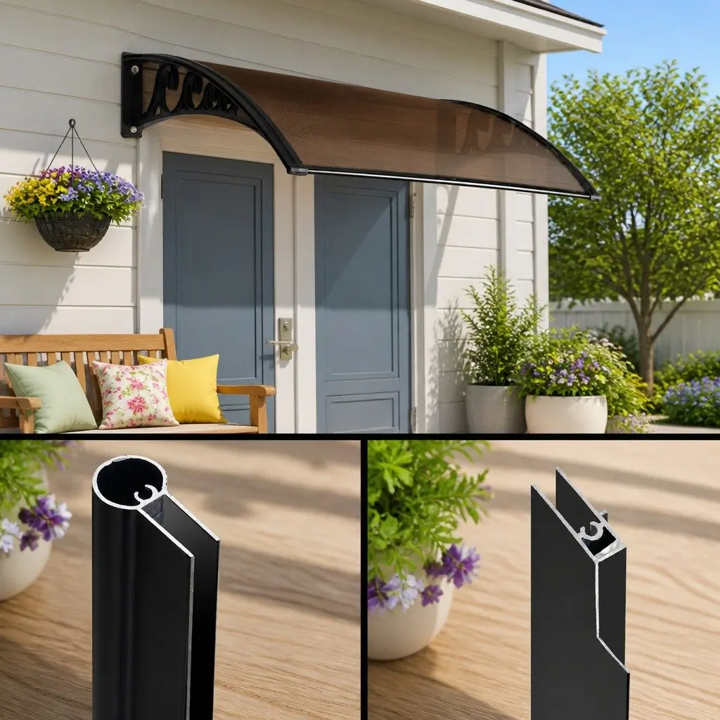 Awning Canopy UV Rain Resistant 1m x 2m Outdoor Shade Cover DIY Installation Brown