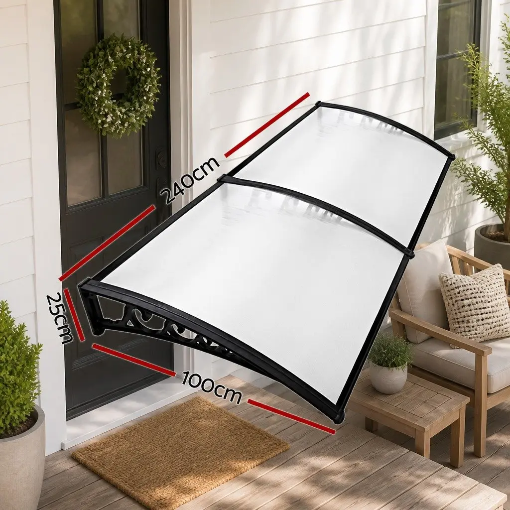 Window Door Awning Transparent PC Panel 1m x 2.4m Hollow Sunshade Rain Cover
