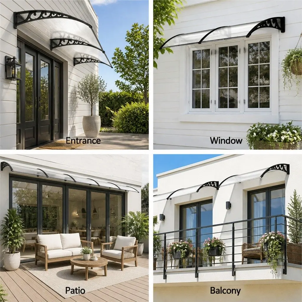 Window Door Awning Transparent PC Panel 1m x 2.4m Hollow Sunshade Rain Cover