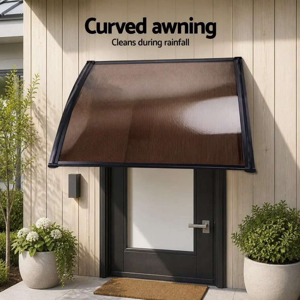 Polycarbonate Canopy Cover Awning Brown 1m x 4m UV Resistant Shade for Windows Doors Balconies
