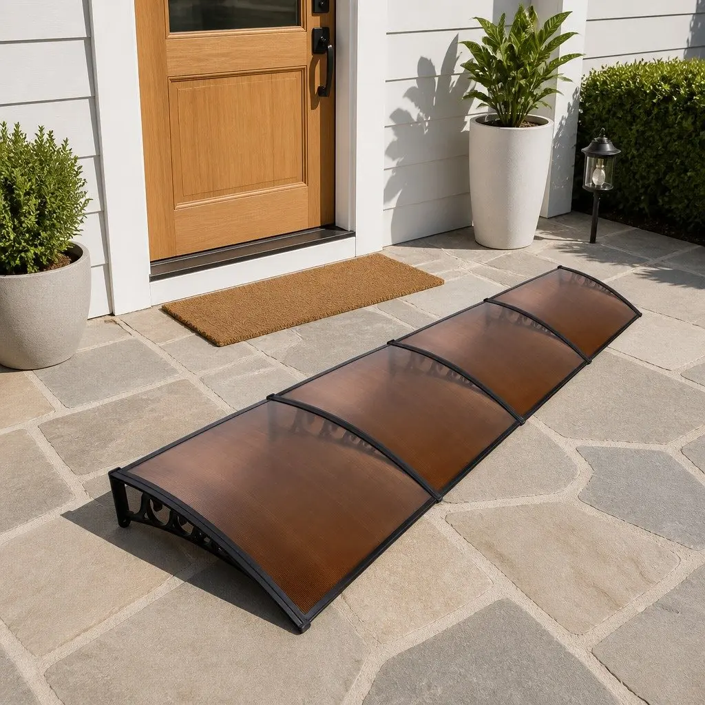 Polycarbonate Canopy Cover Awning Brown 1m x 4m UV Resistant Shade for Windows Doors Balconies