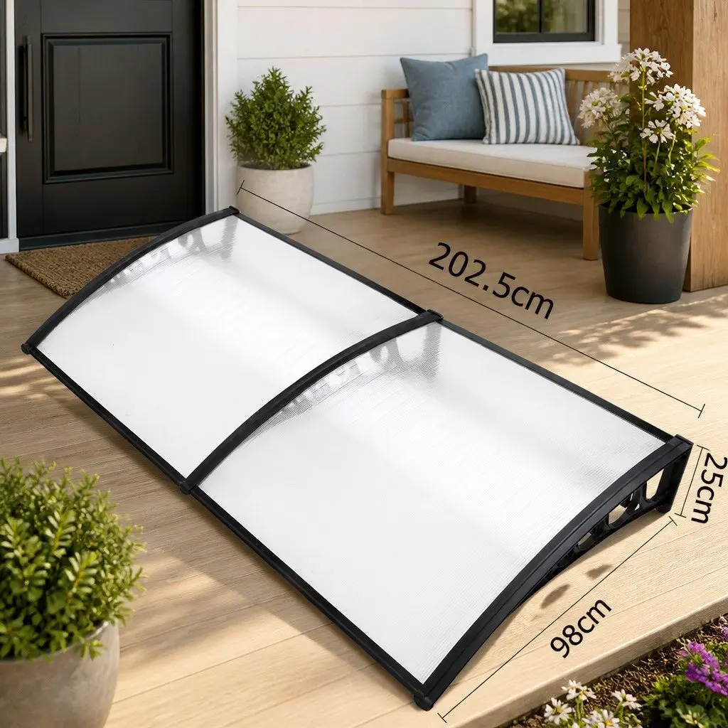 Window Door Awning Canopy Transparent PC Panel 1m x 2m Modern Shade Protection