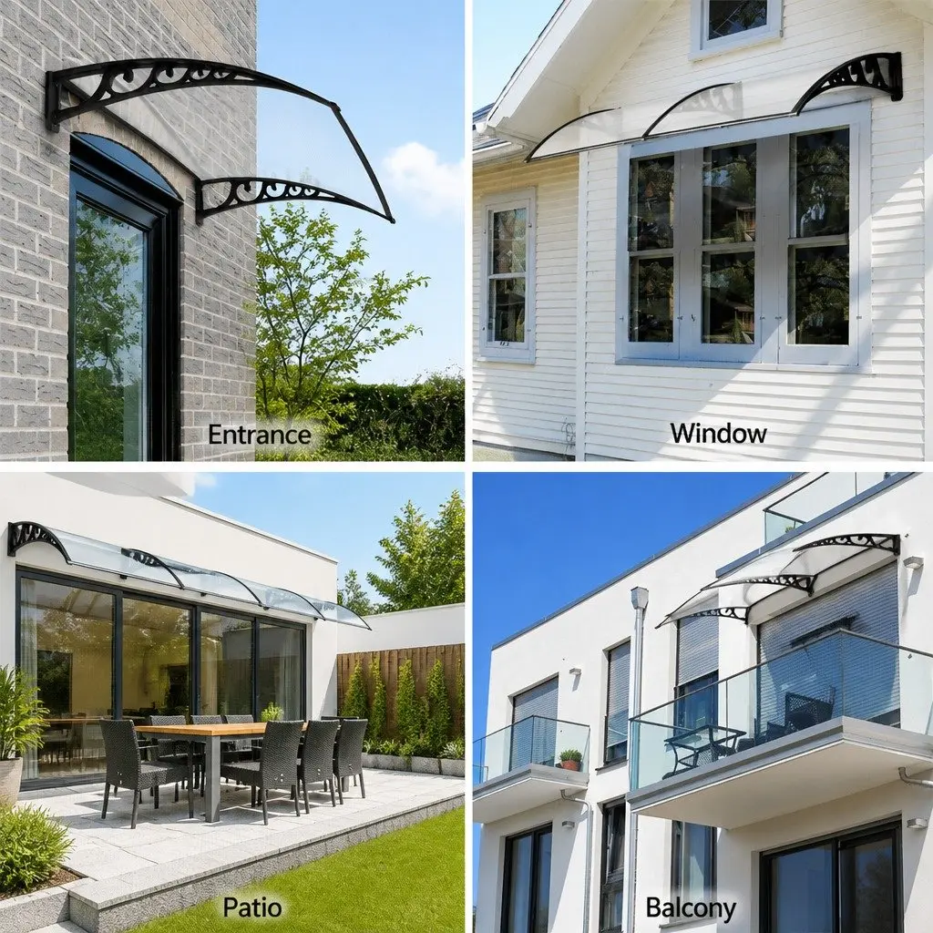 Awning Transparent PC Panel 1m x 4m Outdoor Sun Rain Door Window Cover