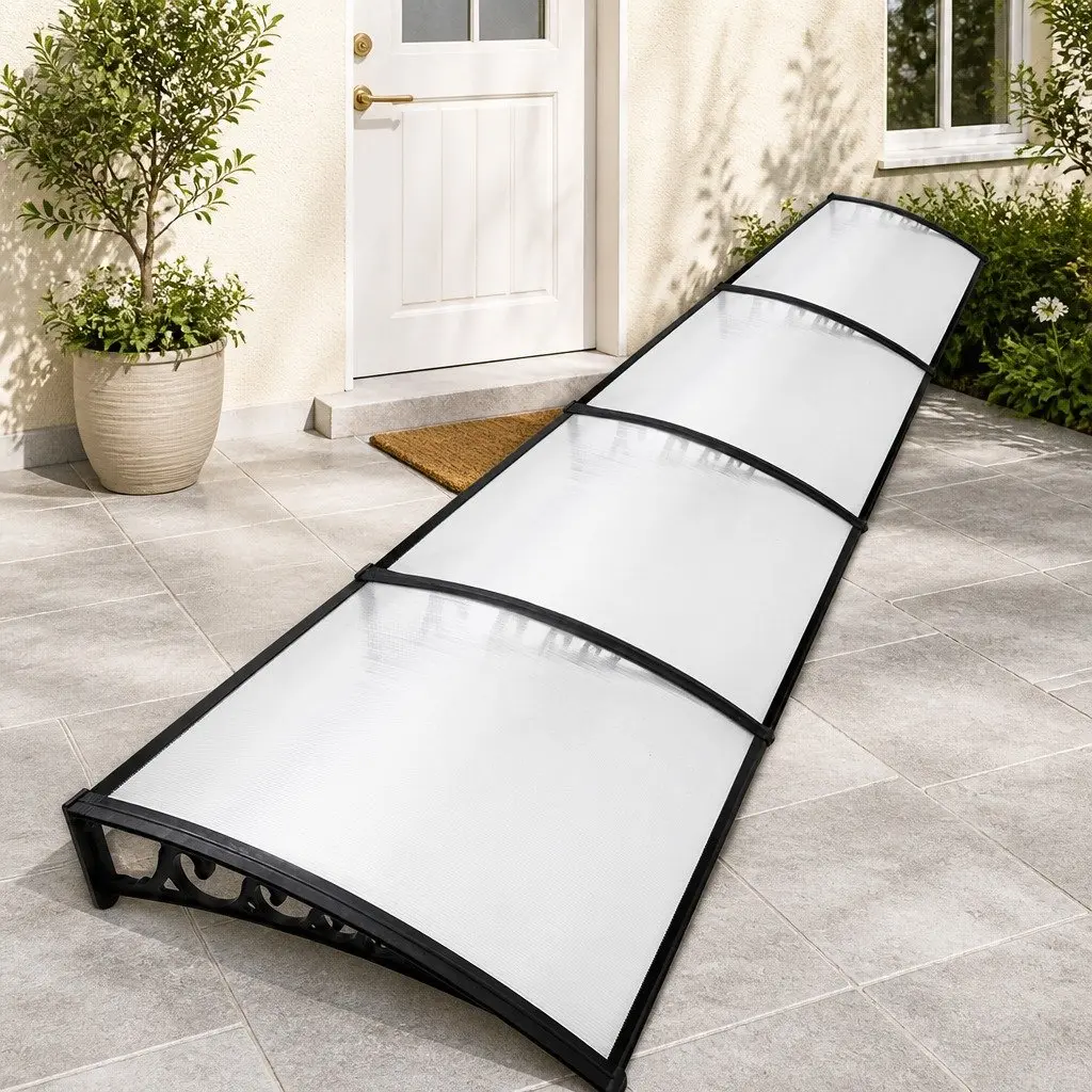 Awning Transparent PC Panel 1m x 4m Outdoor Sun Rain Door Window Cover