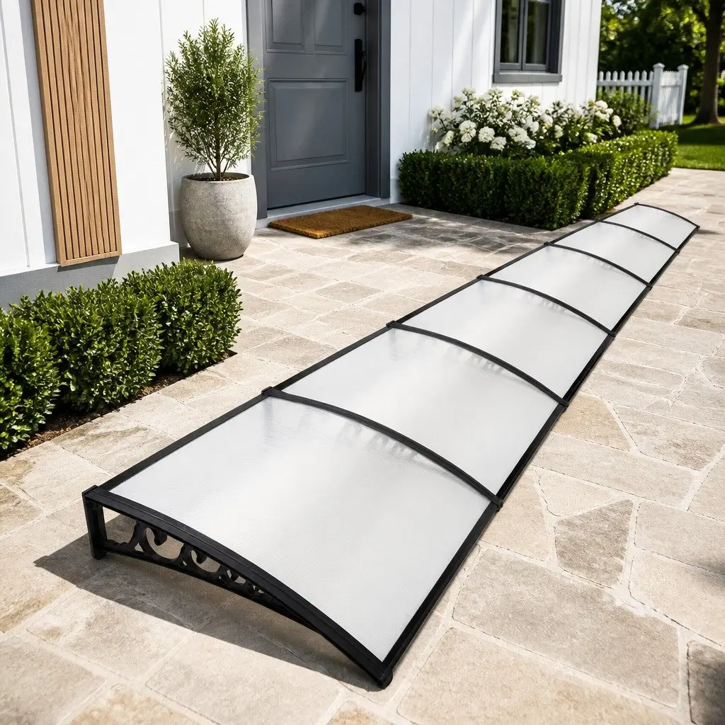 Transparent PC Panel Awning 1m x 6m for Doors Windows Balconies Shade Cover