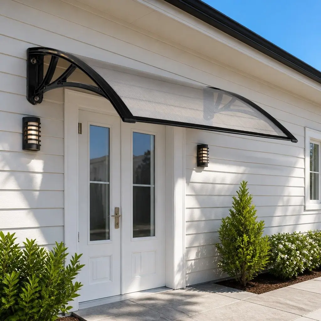 Awning Canopy DIY 1m x 4m Clear Panel Black Brackets