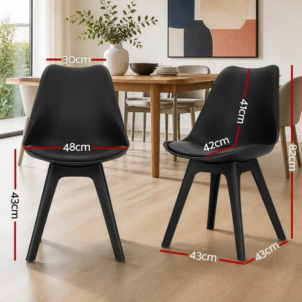 Dining Chairs Modern Padded Seat Black Set of 4