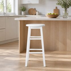 Enjoy Comfort with White Wooden Bar Stools Set of 2