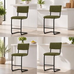 Comfortable Green Velvet Bar Stools - Set of 4 for You