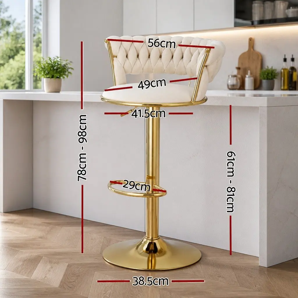Beige Velvet Bar Stools