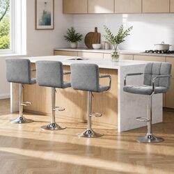 Your New Favourite Bar Stools x4 in Grey Fabric