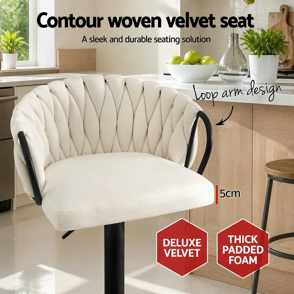 Bar Stool Single Kitchen Dining Chair Counter Seat Adjustable Height Velvet