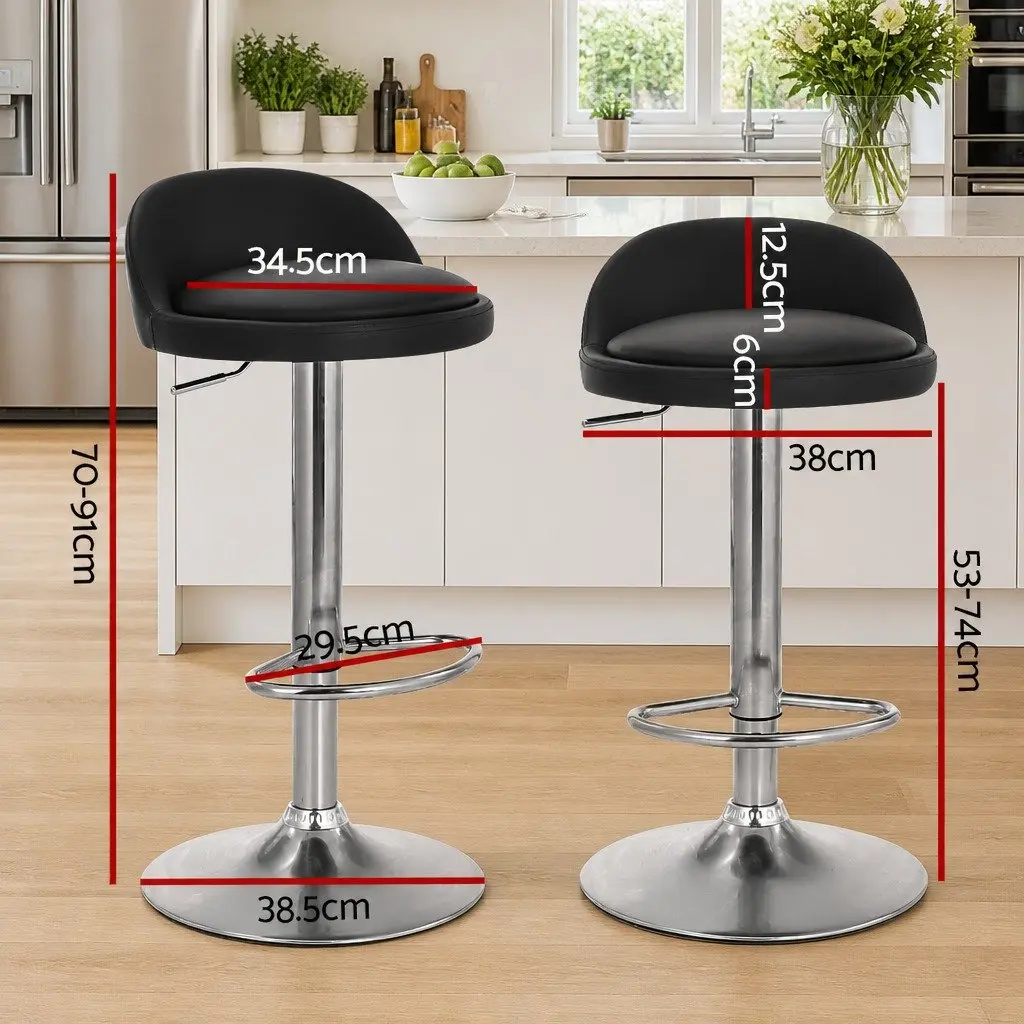 Bar Stools Set of 4 PU Leather Gas Lift Swivel Adjustable Height Kitchen Island